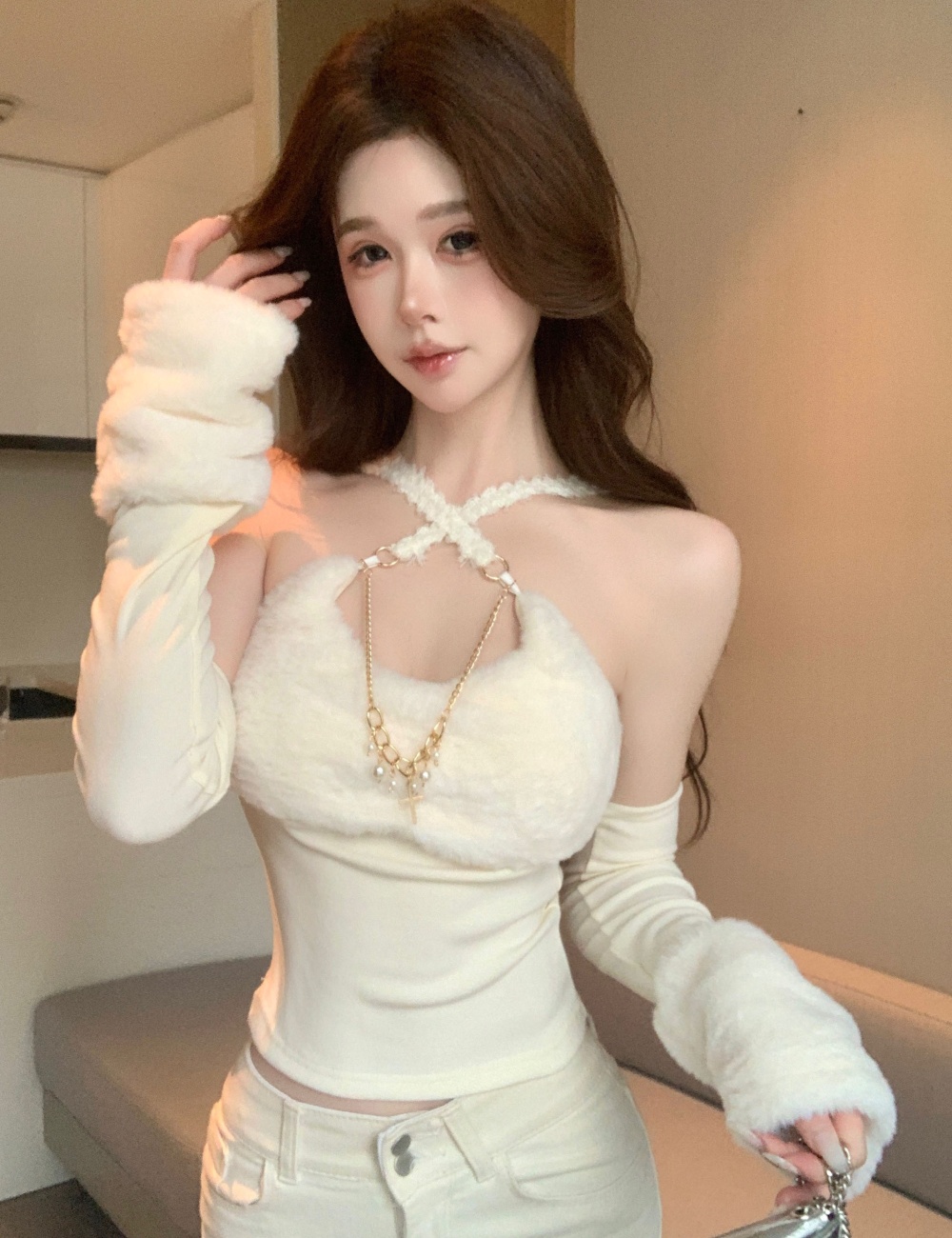 Elmo splice halter tops spicegirl sling vest for women