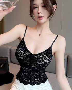 Sling lace vest flowers V-neck bottoming shirt for women