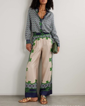Casual European style shirt printing autumn pants 2pcs set