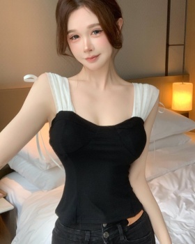 Splice short bottoming vest gauze sling tops for women