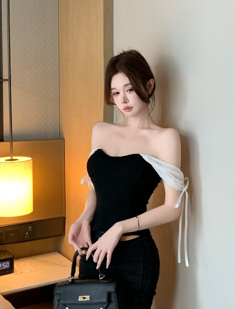 Splice short bottoming vest gauze sling tops for women