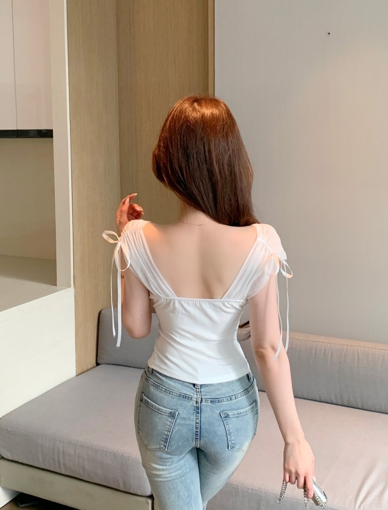 Splice short bottoming vest gauze sling tops for women