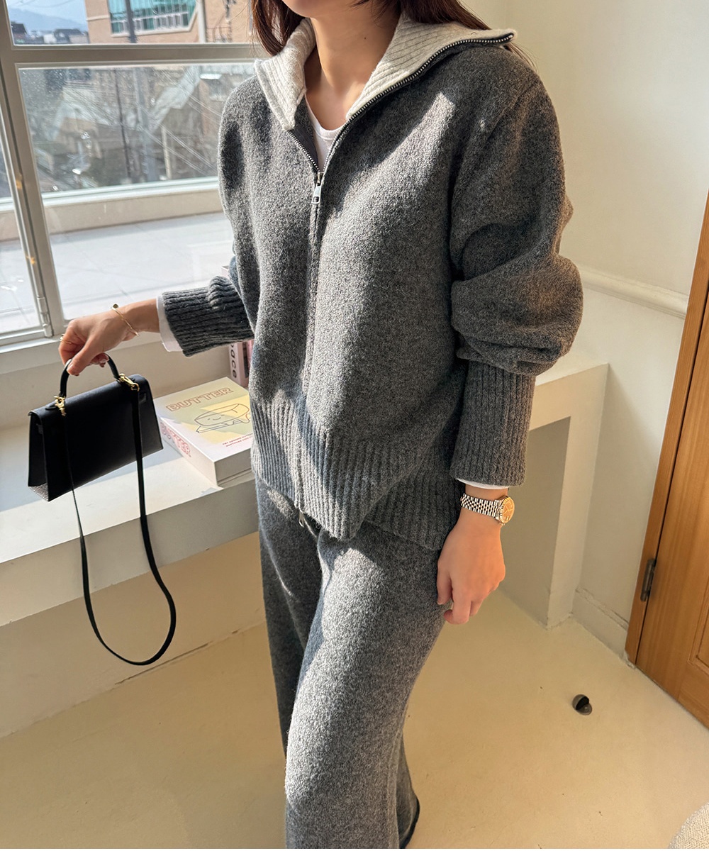 Splice cardigan mopping casual pants 2pcs set