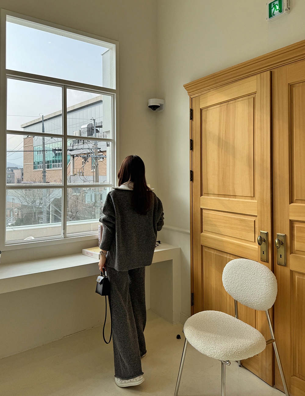 Splice cardigan mopping casual pants 2pcs set