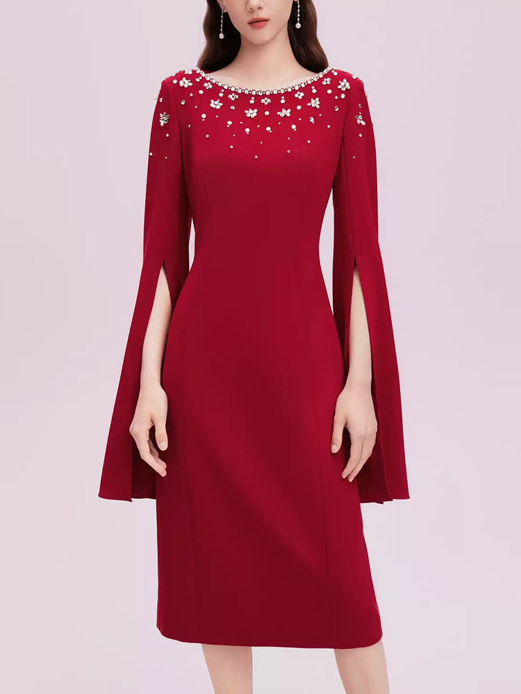 Beading temperament evening dress host dress for women