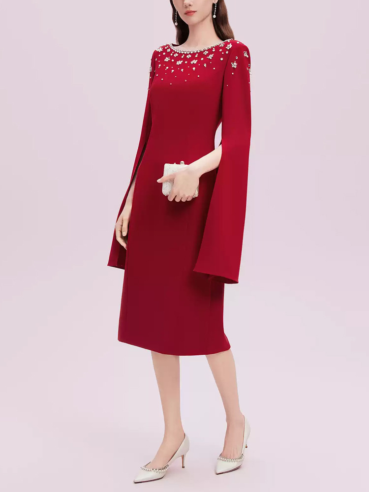 Beading temperament evening dress host dress for women