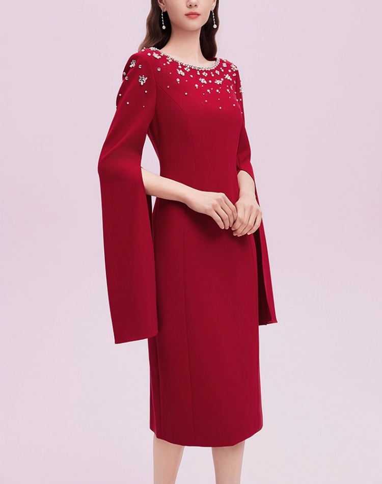 Beading temperament evening dress host dress for women