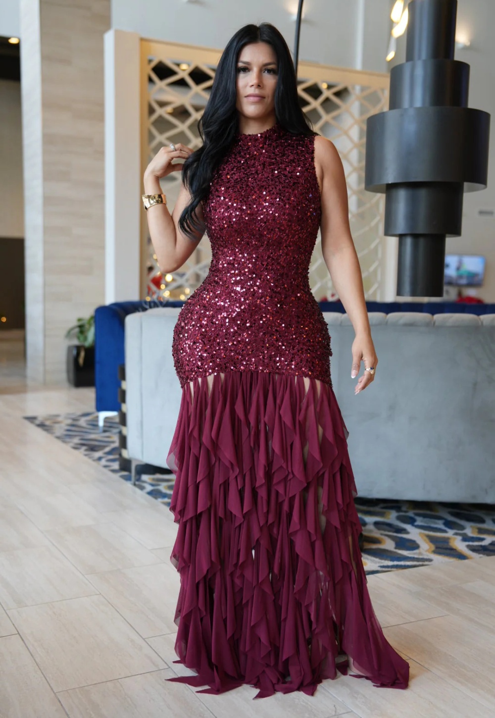 Fashion elegant gauze sequins sexy dress for women