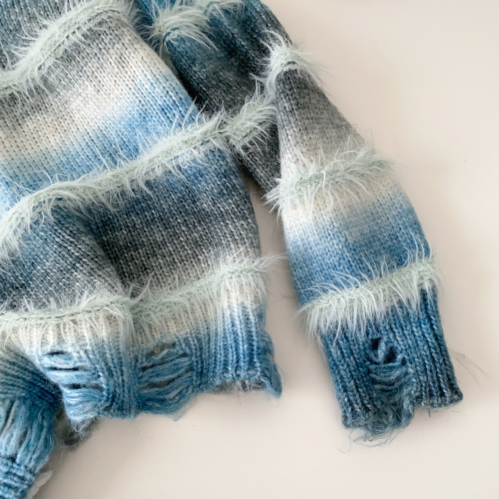 Lazy gradient tops loose long sleeve sweater for women