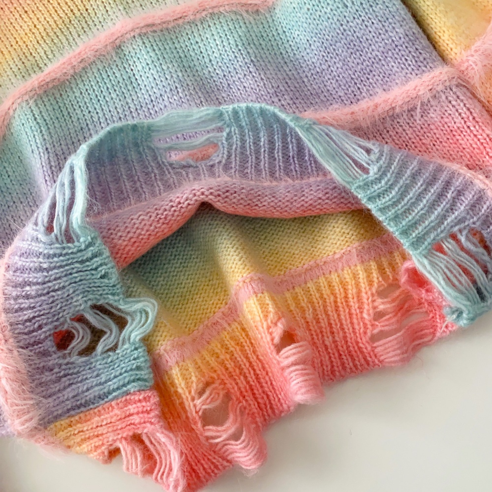 Lazy gradient tops loose long sleeve sweater for women