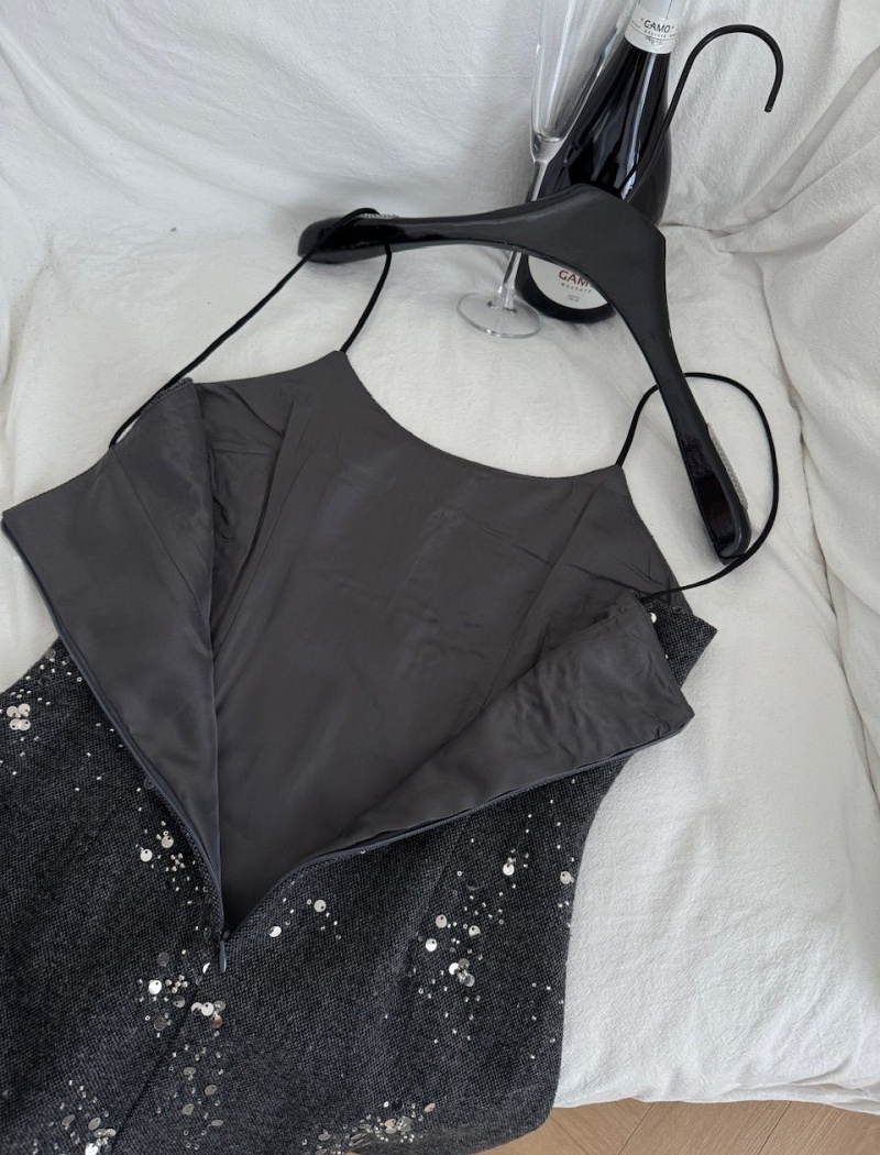 Sling long sleeve strap dress bottoming dress 2pcs set