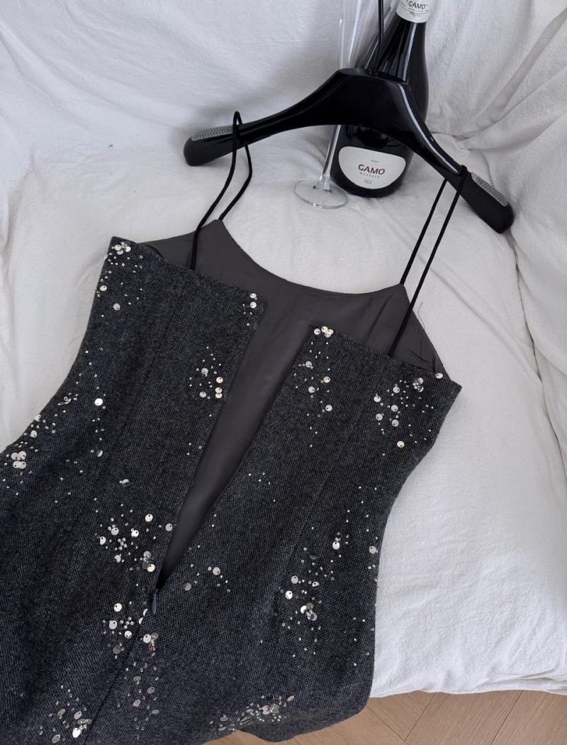 Sling long sleeve strap dress bottoming dress 2pcs set