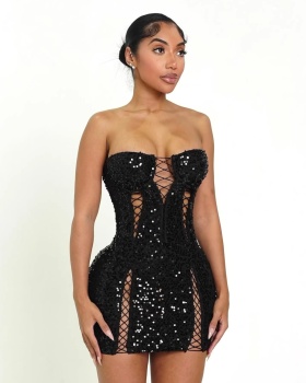 Package hip hollow dress elasticity formal dress