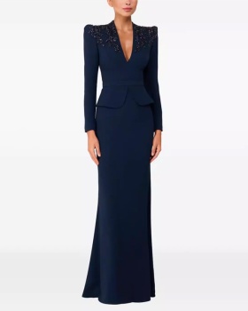 Navy-blue preside temperament mermaid slim dress for women