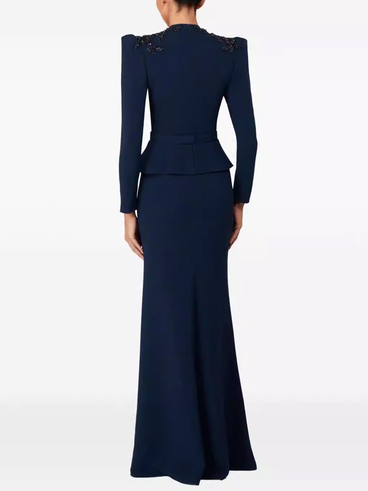 Navy-blue preside temperament mermaid slim dress for women