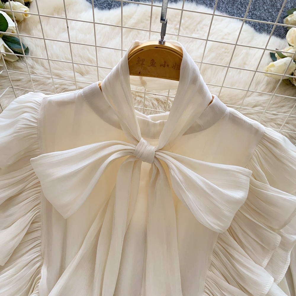 Ladies loose tops spring bow collar shirt for women