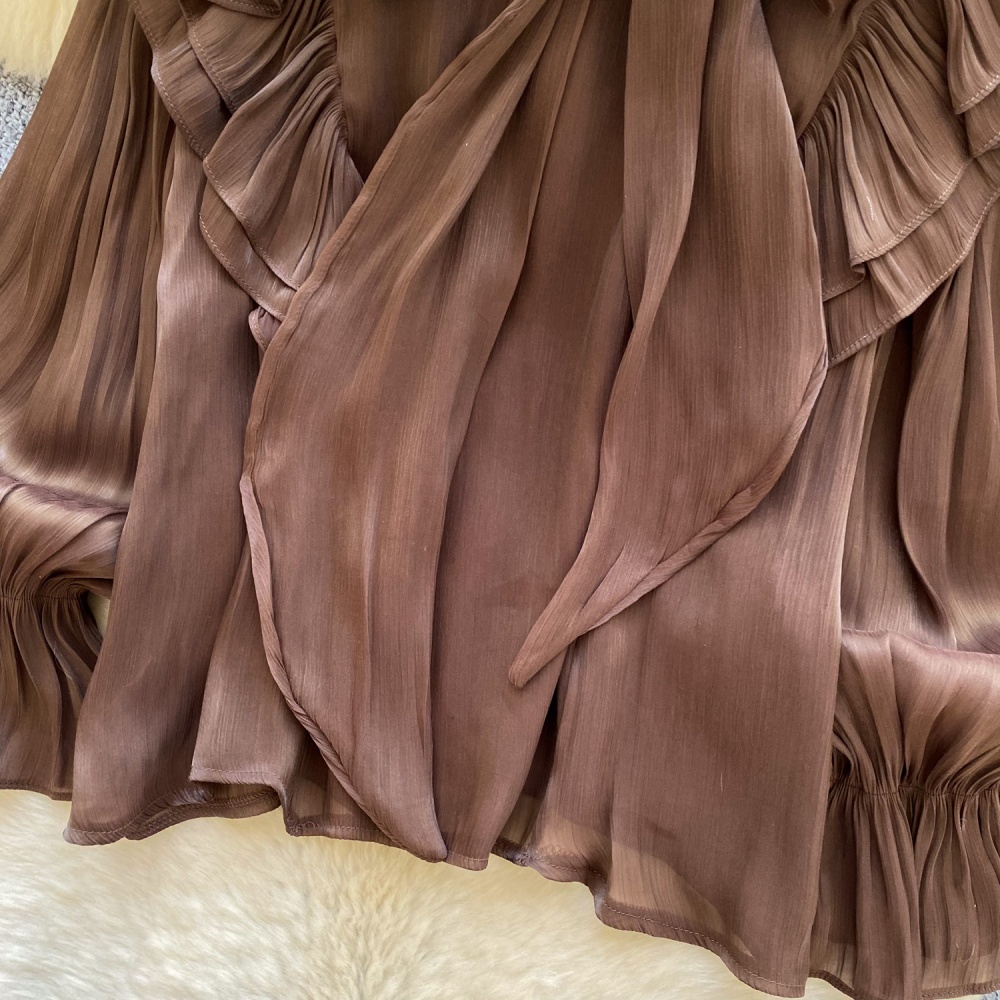 Ladies loose tops spring bow collar shirt for women