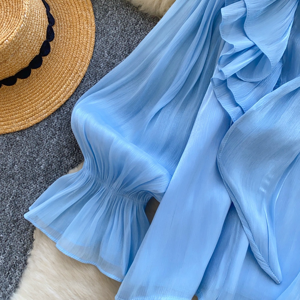 Ladies loose tops spring bow collar shirt for women