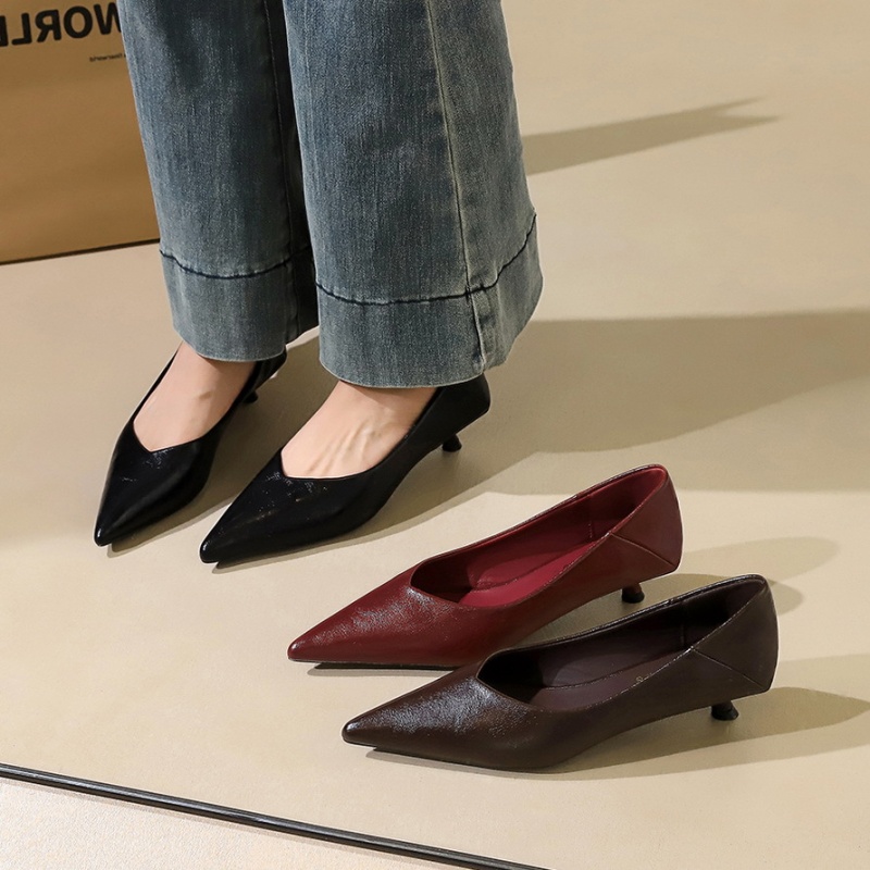 All-match profession shoes pointed retro lazy shoes for women