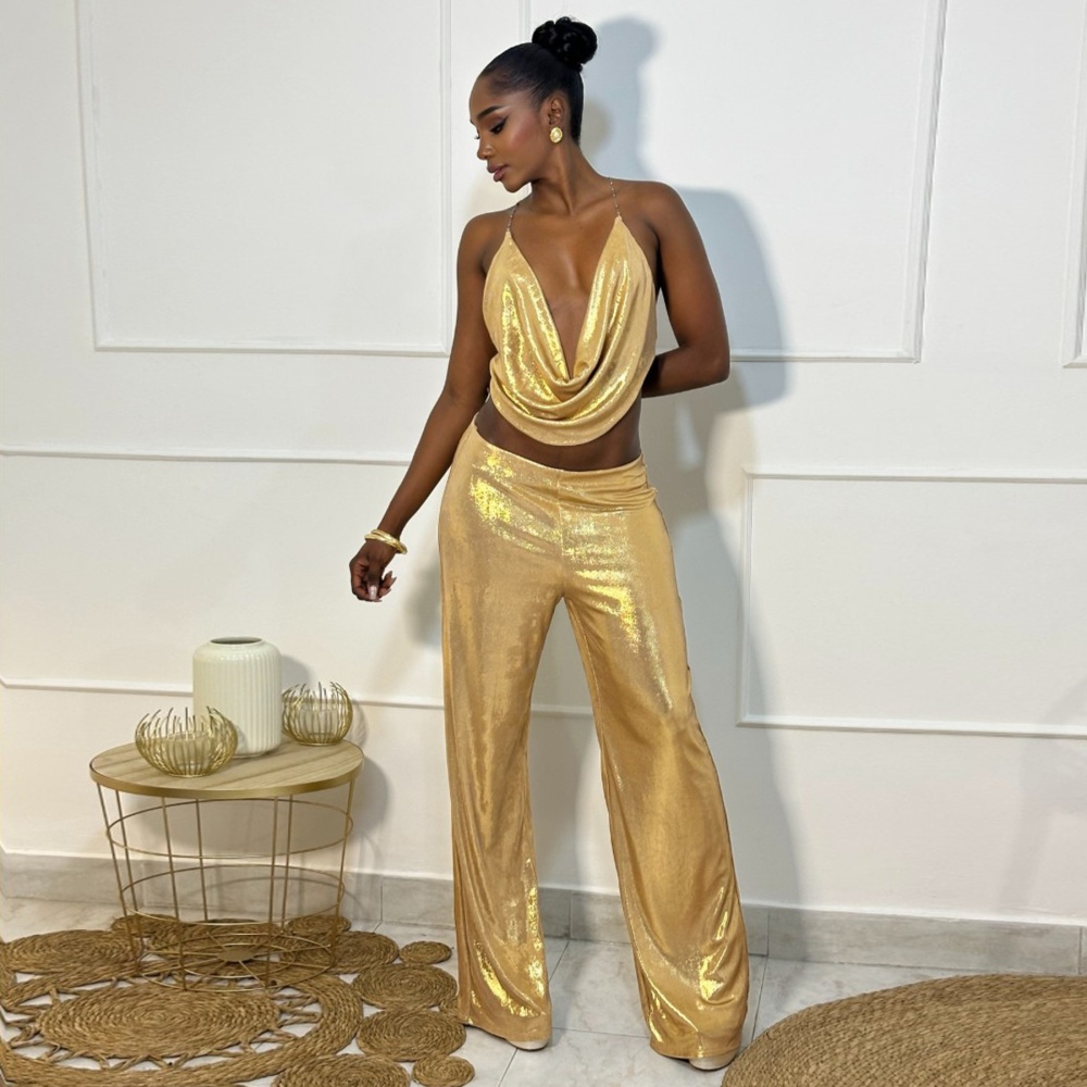 Party long pants tops 2pcs set for women