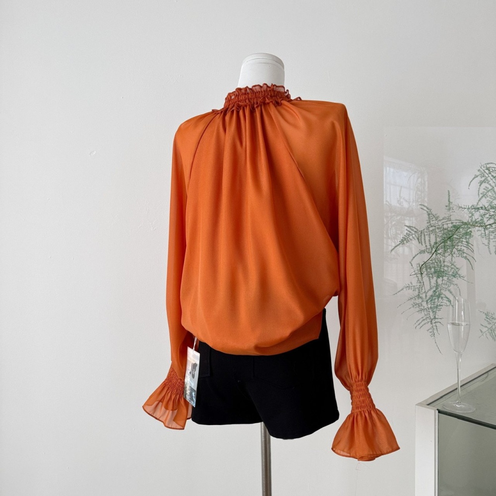 Spring lantern sleeve wood ear France style tops for women