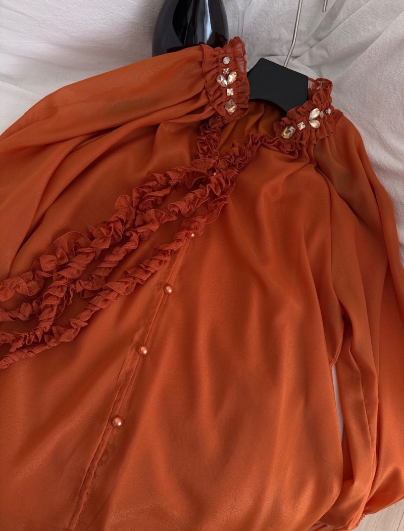 Spring lantern sleeve wood ear France style tops for women