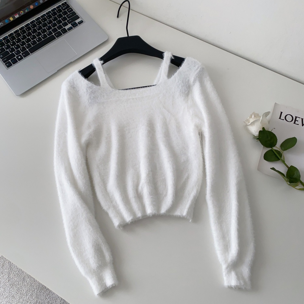 V-neck knitted sweater slim sweet tops for women
