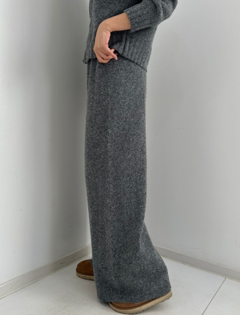 Double zip knitted sweater hooded lazy coat 2pcs set