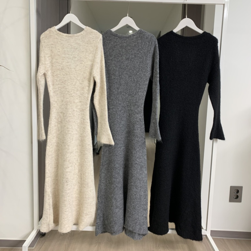 Niche spring V-neck dress personality slim split long dress