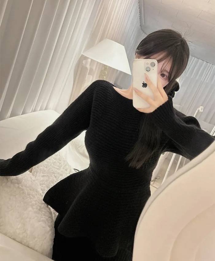 Skirt hem sweater pit stripe skirt 2pcs set for women