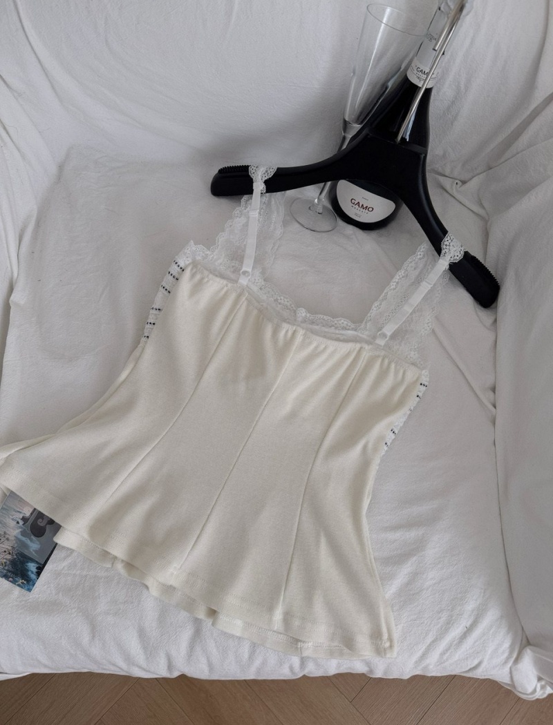 Lace France style bottoming tops bow sweet vest for women