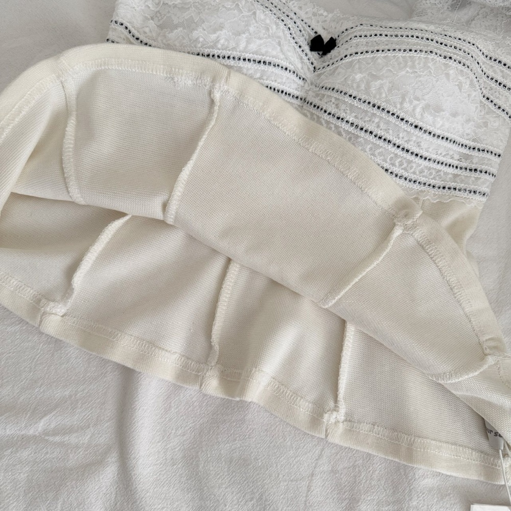 Lace France style bottoming tops bow sweet vest for women