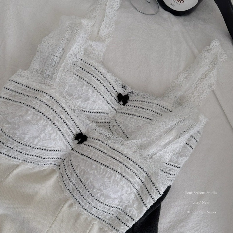 Lace France style bottoming tops bow sweet vest for women