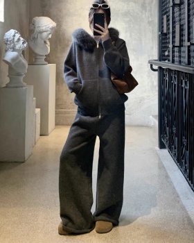 Korean style all-match long pants pure sweater 2pcs set