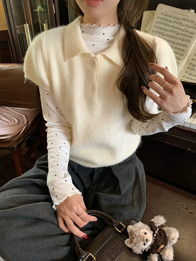 Slim knitted Korean style all-match short sleeve sweet tops