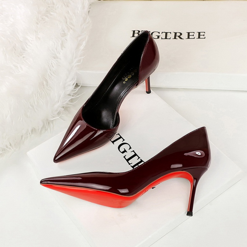 European style pointed shoes patent leather high-heeled shoes