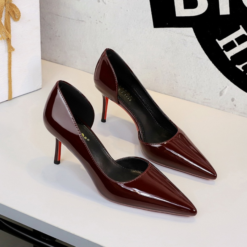 European style pointed shoes patent leather high-heeled shoes