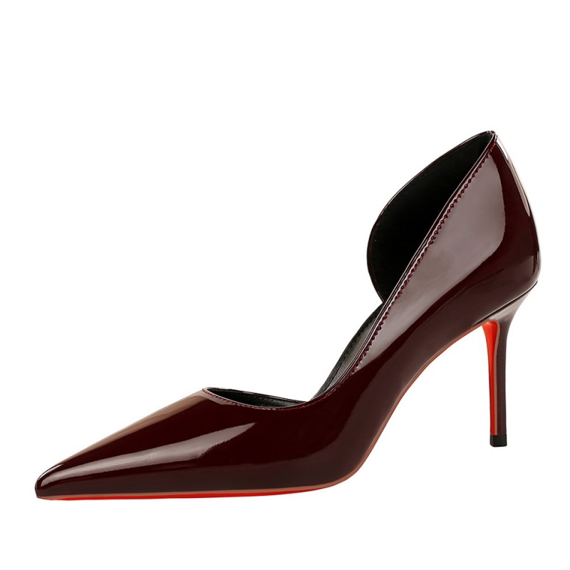 European style pointed shoes patent leather high-heeled shoes