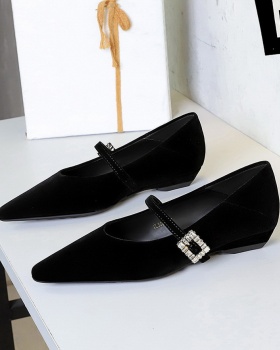 Rhinestone buckle France style cozy fashion pointed shoes