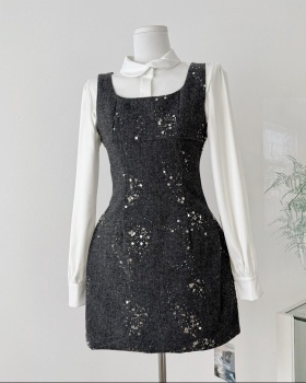 Western style France style dress long sleeve shirt a set