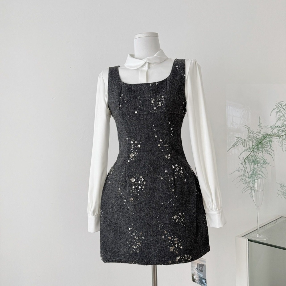 Western style France style dress long sleeve shirt a set