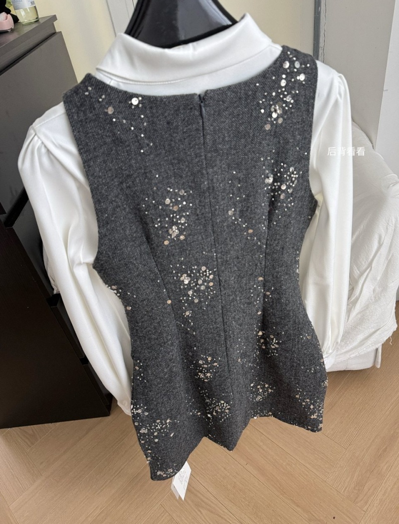 Western style France style dress long sleeve shirt a set