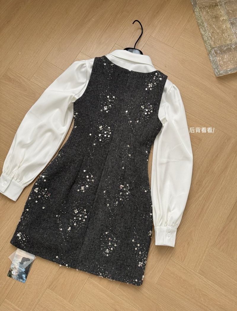 Western style France style dress long sleeve shirt a set