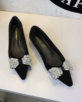 All-match rhinestone France style bow shoes for women