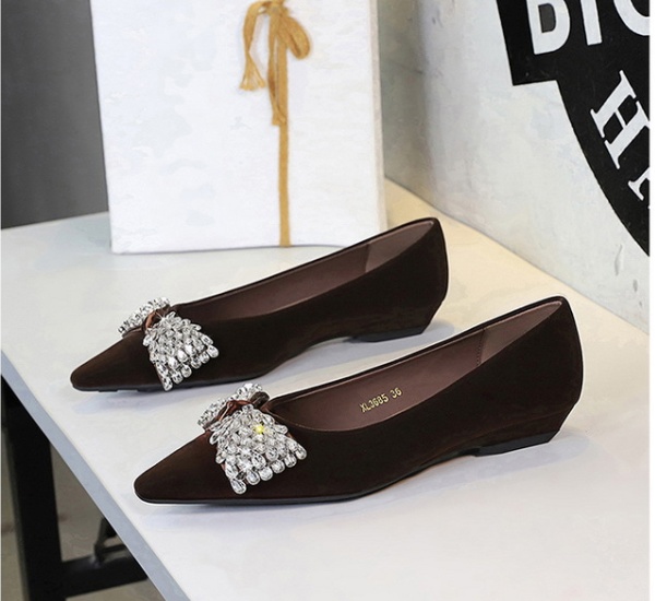 All-match rhinestone France style bow shoes for women