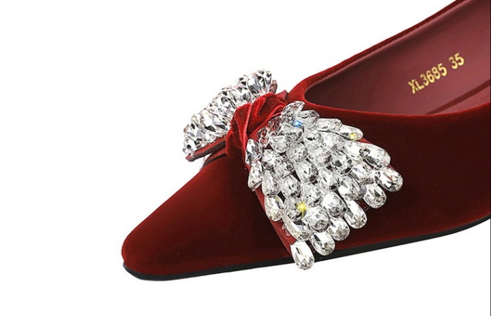 All-match rhinestone France style bow shoes for women