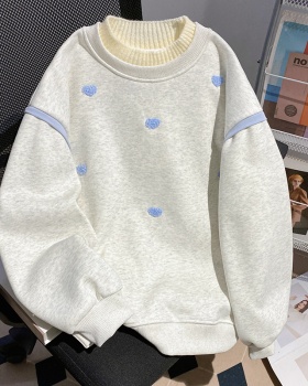 Autumn and winter loose tops thermal pure cotton hoodie