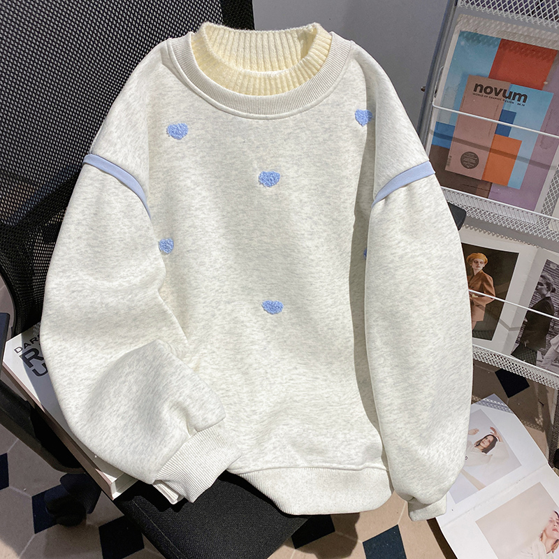 Autumn and winter loose tops thermal pure cotton hoodie