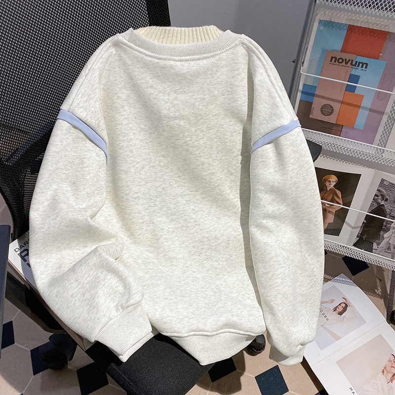 Autumn and winter loose tops thermal pure cotton hoodie