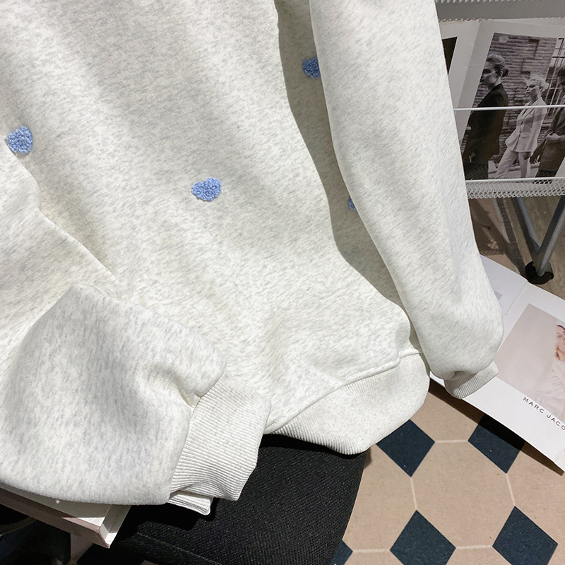 Autumn and winter loose tops thermal pure cotton hoodie